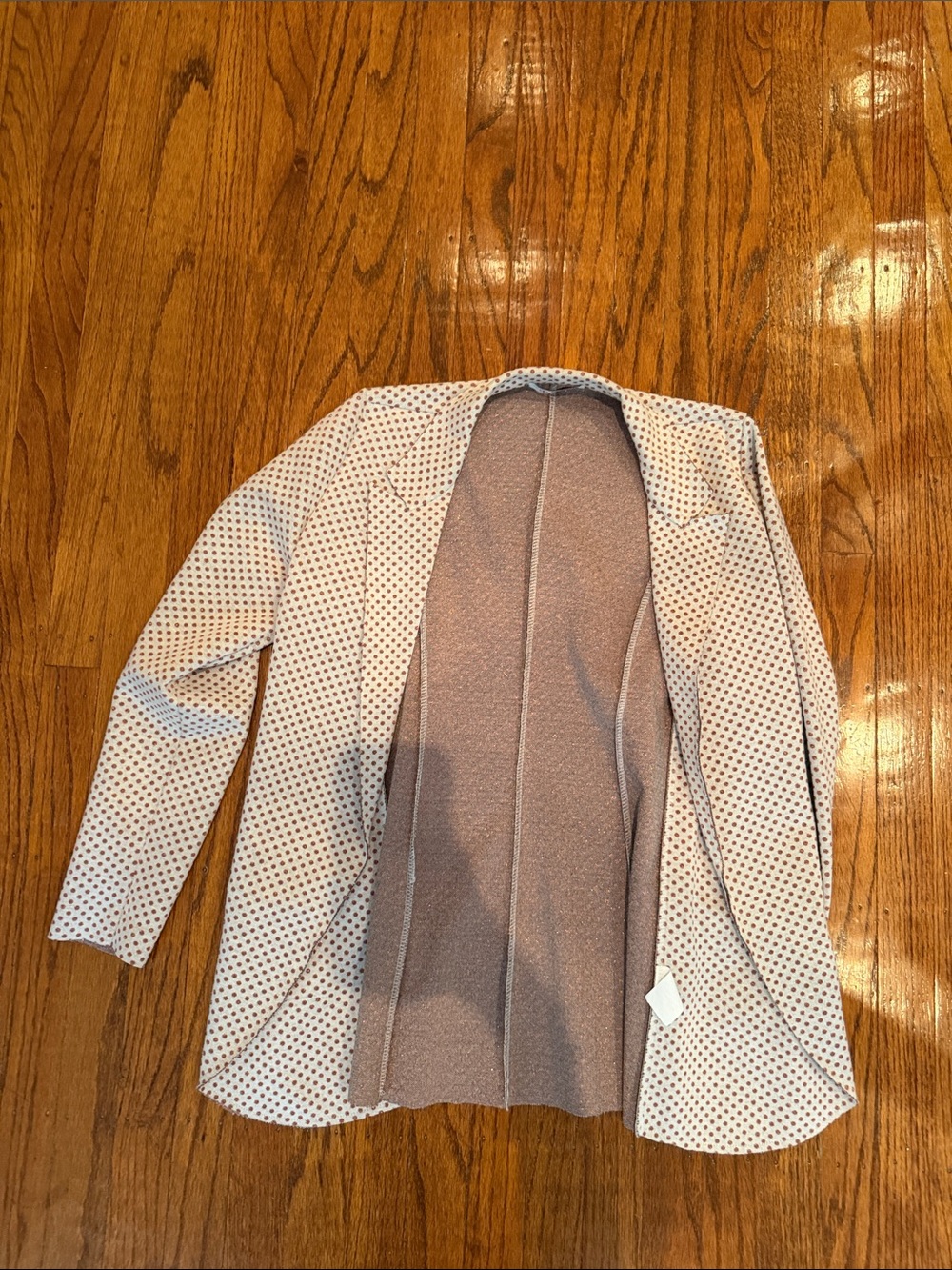 Unbranded Women's Cream Polka Dot Open-Front Sweater